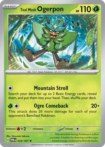 Teal Mask Ogerpon, Pokémon card TWM 024 — Twilight Masquerade set