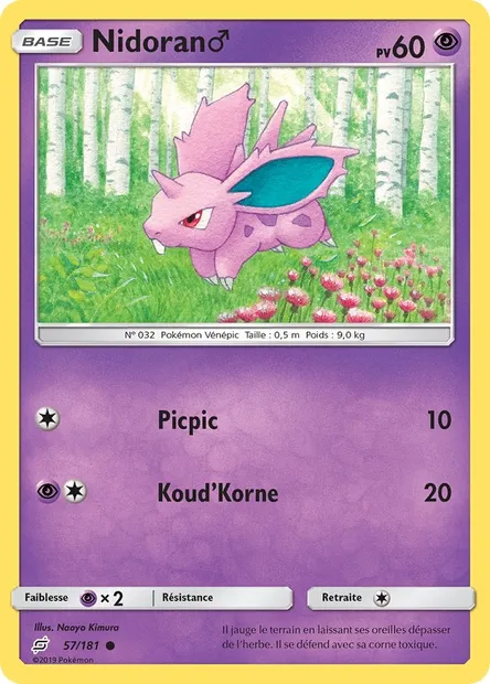 Nidoran♂, carte Pokémon TEU 57 — extension Duo de Choc