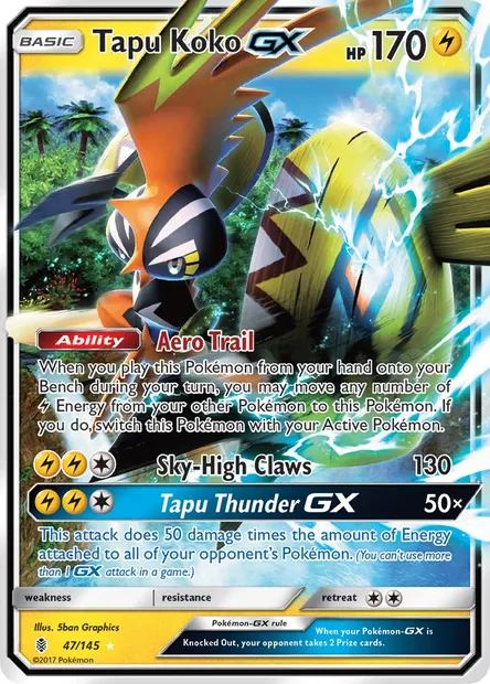 Tapu Koko GX, Pokémon card GRI 47 — Guardians Rising set