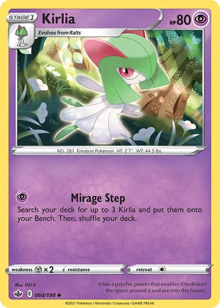Kirlia, Pokémon card CRE 60 — Chilling Reign set