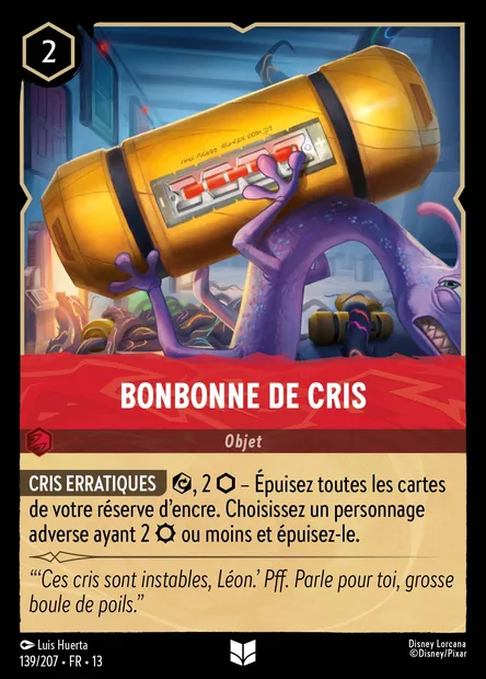 Bonbonne de cris, carte Disney Lorcana CH13-139 — extension Invasion Epineuse!