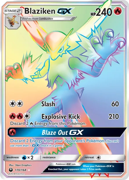 Blaziken GX, Pokémon card CES 170 — Celestial Storm set