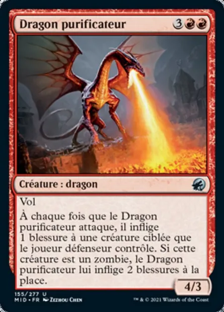 Dragon purificateur, carte Magic MID 155 — extension Innistrad : chasse de minuit