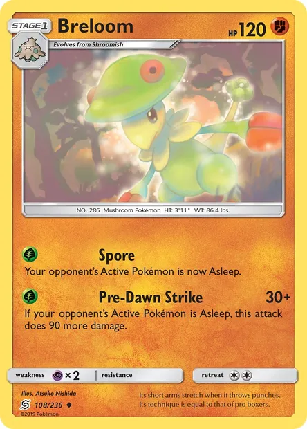 Breloom, Pokémon card UNM 108 — Unified Minds set