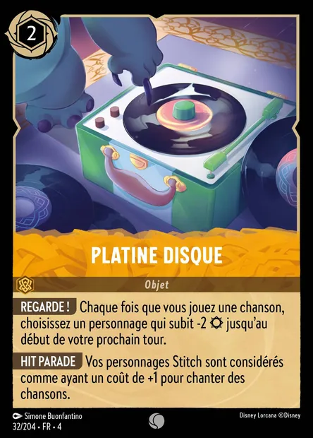 Platine disque, carte Disney Lorcana CH4-032 — extension Le Retour d'Ursula
