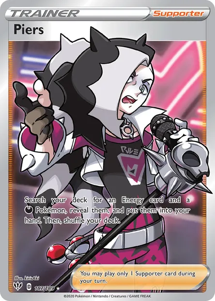 Piers, Pokémon card DAA 187 — Darkness Ablaze set