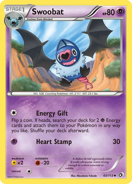 Swoobat, Pokémon card LTR 65 — Legendary Treasures set