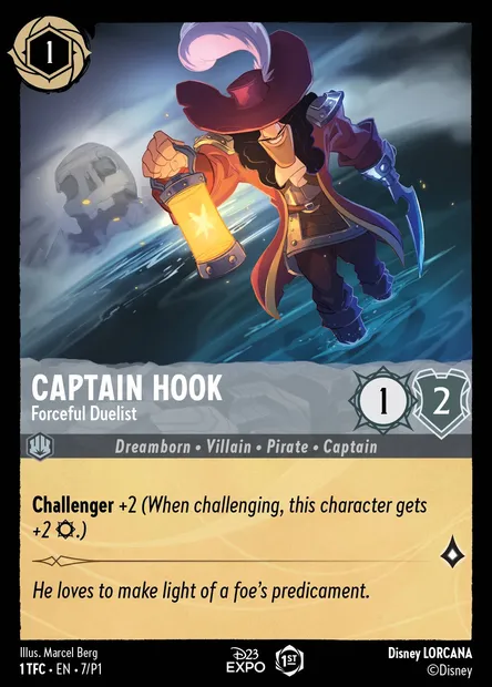 Captain Hook - Forceful Duelist, Disney Lorcana card P1-007 — P1 set