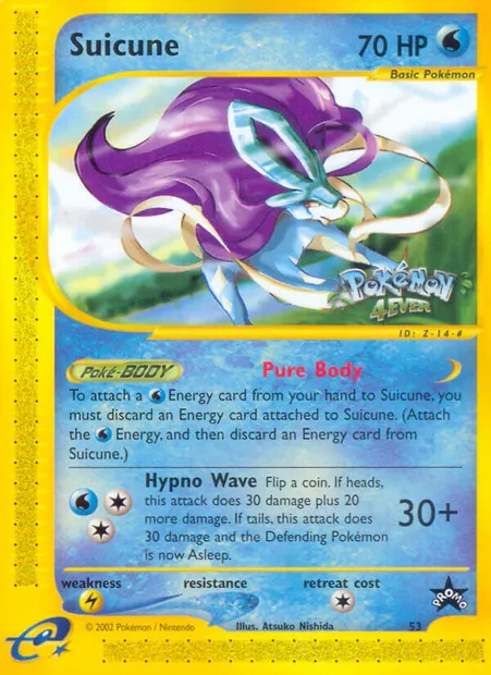 Suicune, carte Pokémon WP 53 — extension Wizards Black Star Promos