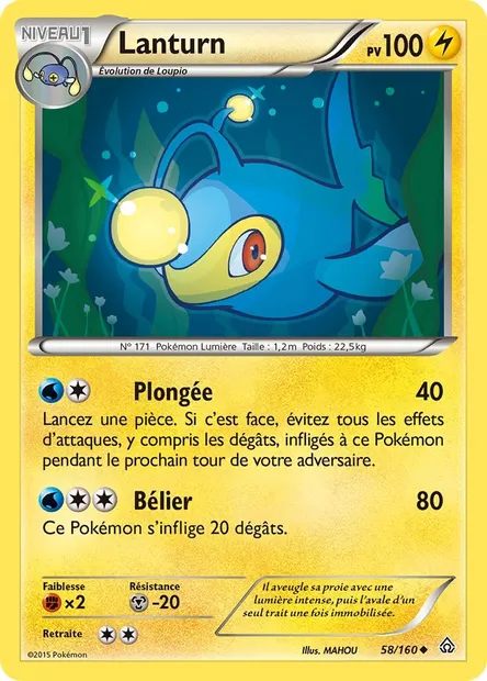 Lanturn, carte Pokémon PRC 58 — extension Primo-Choc