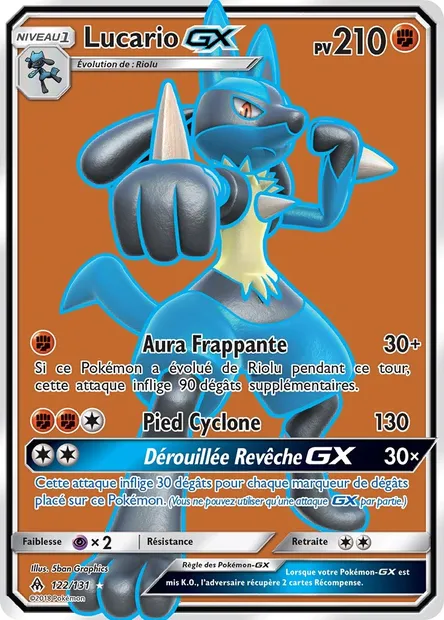 Lucario GX, carte Pokémon FLI 122 — extension Lumière Interdite