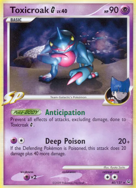 Toxicroak G, Pokémon card PL 40 — Platinum set