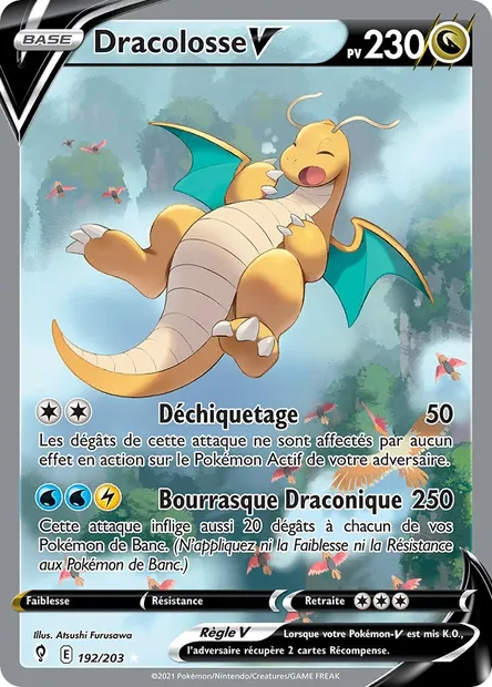 Dracolosse V, carte Pokémon EVS 192 — extension Évolution Céleste