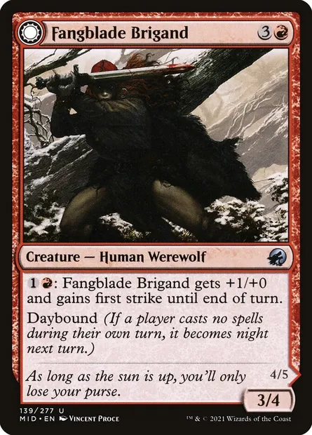 Fangblade Brigand // Fangblade Eviscerator, Magic card MID 139 — Innistrad: Midnight Hunt set