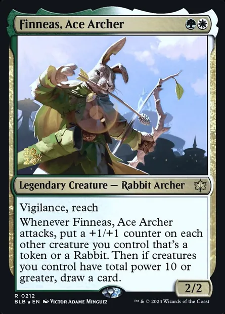 Finneas, Ace Archer, Magic card PBLB 212s — Bloomburrow Promos set