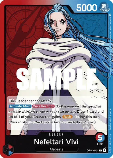 Nefeltari Vivi, One Piece card OP04-001 — KINGDOMS OF INTRIGUE set