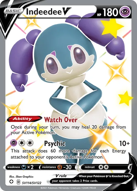 Indeedee V, Pokémon card SHF SV114 — Shining Fates set