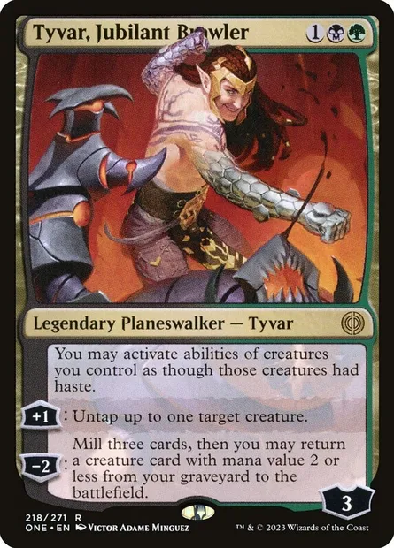 Tyvar, Jubilant Brawler, Magic card ONE 218 — Phyrexia: All Will Be One set