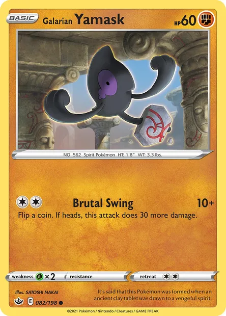 Galarian Yamask, Pokémon card CRE 82 — Chilling Reign set