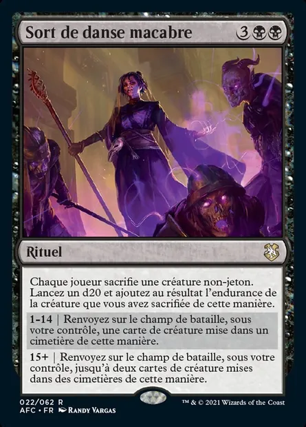 Sort de danse macabre, carte Magic AFC 22 — extension Forgotten Realms Commander