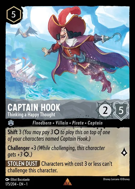 Captain Hook - Thinking a Happy Thought, Disney Lorcana card CH1-175 — The First Chapter set