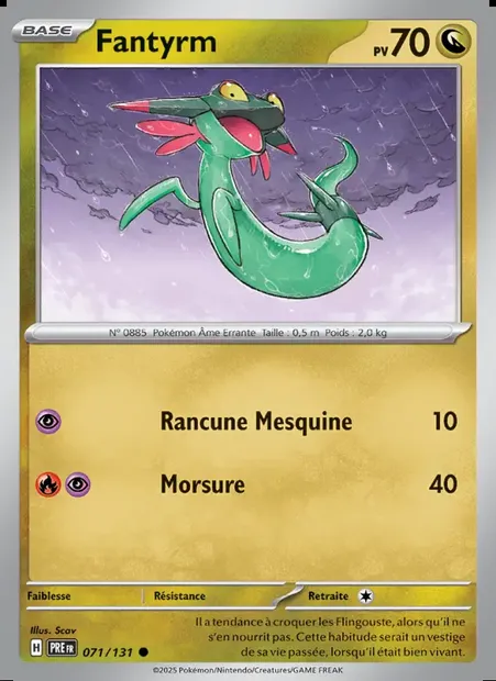 Fantyrm, carte Pokémon PRE 071 — extension Évolutions Prismatiques