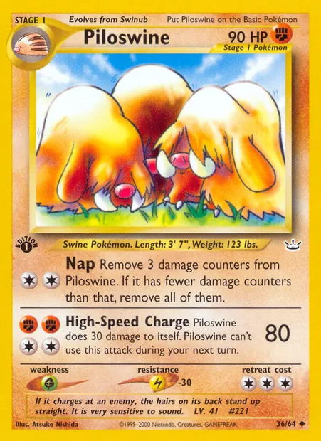 Piloswine, Pokémon card NR 36 — Neo Revelation set