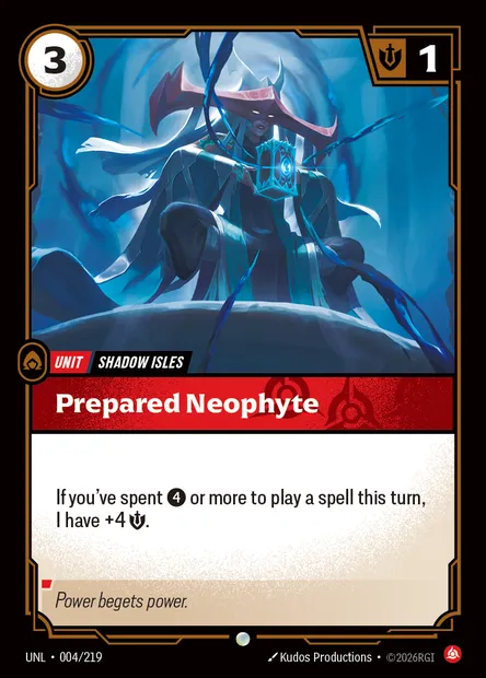 Prepared Neophyte, Riftbound card UNL 004 — Unleashed set
