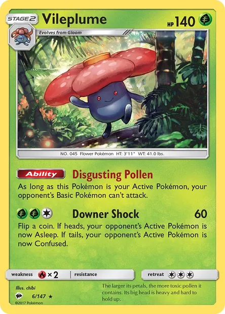 Vileplume, Pokémon card BUS 6 — Burning Shadows set