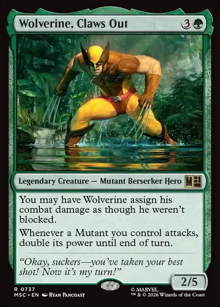 Wolverine, Claws Out, Magic card MSC 737 — Marvel Super Heroes Commander set