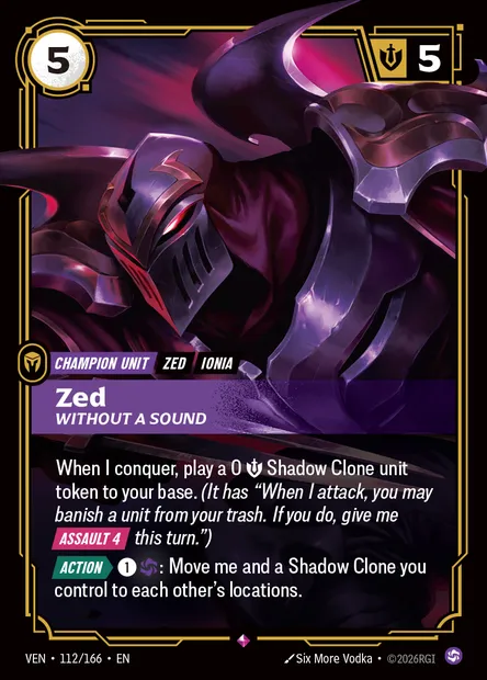 Zed, carte Riftbound VEN 112 — extension Vendetta