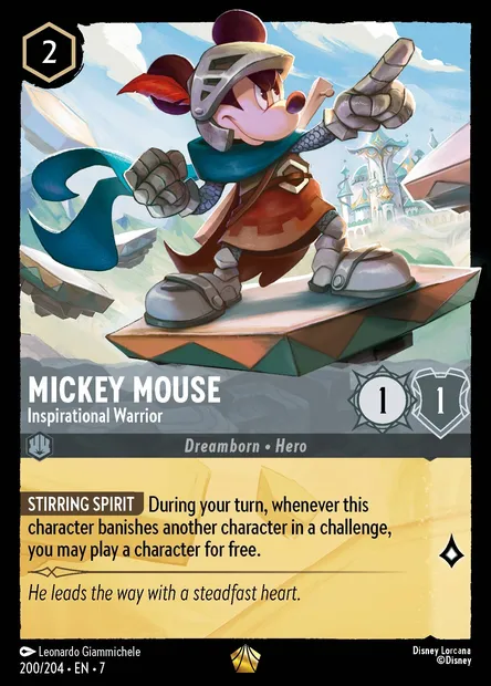 Mickey Mouse - Inspirational Warrior, Disney Lorcana card CH7-200 — Archazia's Island set