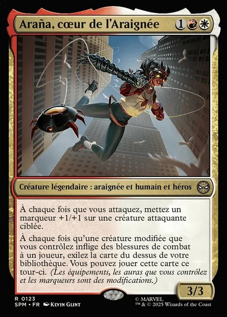 Araña, cœur de l'Araignée, carte Magic SPM 123 — extension Marvel's Spider-Man