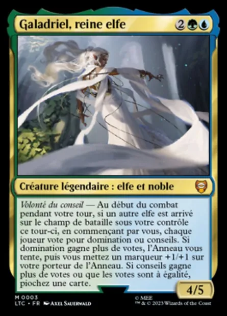 Galadriel, reine elfe, carte Magic LTC 3 — extension Tales of Middle-earth Commander