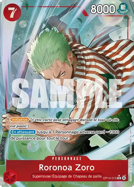 Roronoa Zoro, carte One Piece OP14-015 — extension LES SEPT DE LA MER D'AZUR