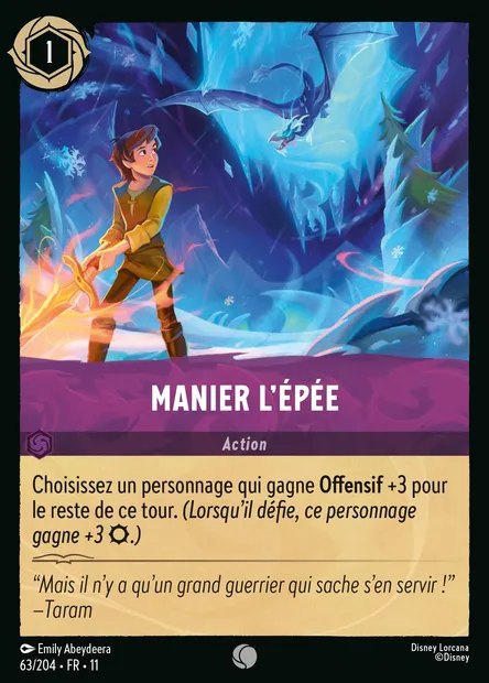 Manier l'épée, carte Disney Lorcana CH11-063 — extension Givresort