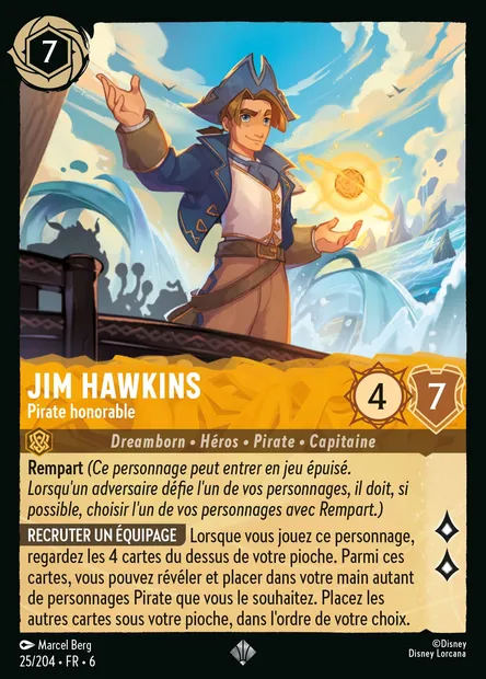 Jim Hawkins - Pirate honorable, carte Disney Lorcana CH6-025 — extension La Mer Azurite