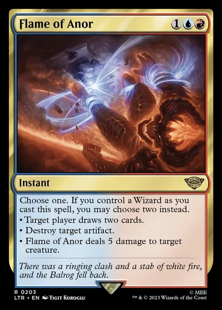 Flame of Anor, Magic card LTR 203 — The Lord of the Rings: Tales of Middle-earth set