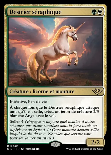Destrier séraphique, carte Magic OTJ 232 — extension Outlaws of Thunder Junction