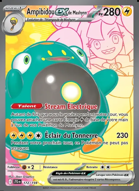 Ampibidou-ex de Mashynn, carte Pokémon JTG 172 — extension Aventures Ensemble