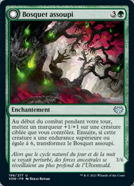 Bosquet assoupi // Enjambeur de bosquet noueux, carte Magic VOW 198 — extension Innistrad : noce écarlate