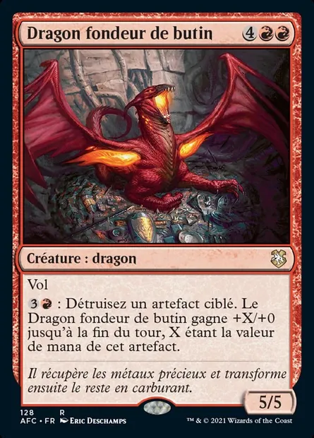 Dragon fondeur de butin, carte Magic AFC 128 — extension Forgotten Realms Commander