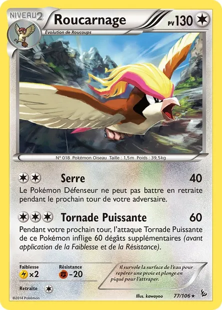 Roucarnage, carte Pokémon FLF 77 — extension Étincelles