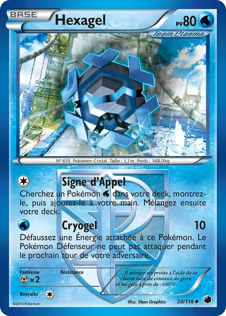 Hexagel, carte Pokémon PLF 30 — extension Glaciation Plasma