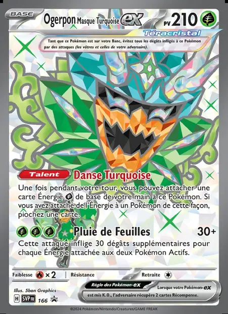 Ogerpon Masque Turquoise-ex, carte Pokémon PR-SV 166 — extension SVP Black Star Promos