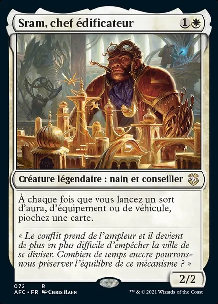 Sram, chef édificateur, carte Magic AFC 72 — extension Forgotten Realms Commander