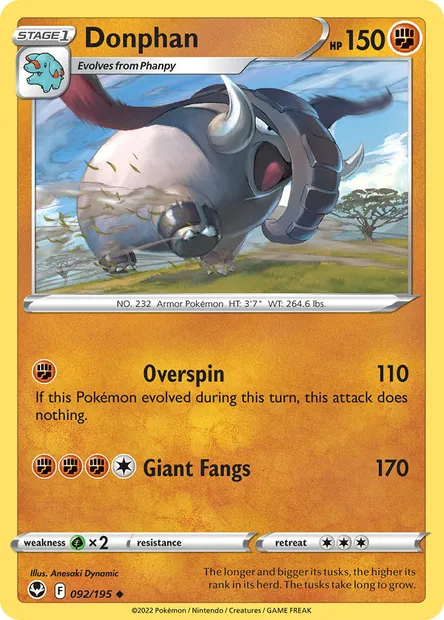 Donphan, Pokémon card SIT 092 — Silver Tempest set