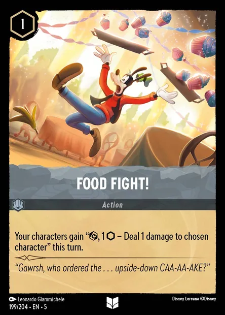 Food Fight!, Disney Lorcana card CH5-199 — Shimmering Skies set