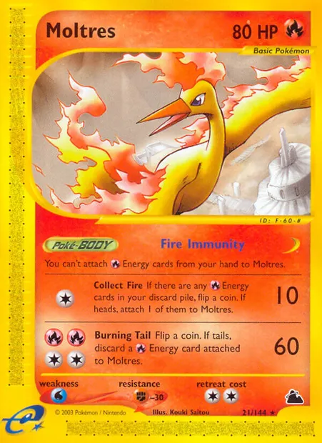 Moltres, Pokémon card SK 21 — Skyridge set