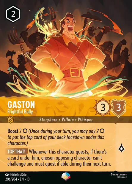 Gaston - Frightful Bully, Disney Lorcana card CH10-206 — Whispers in the Well set